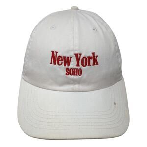 New York Soho Slideback Baseball Cap White One Size Embroidered Cotton Newhattan